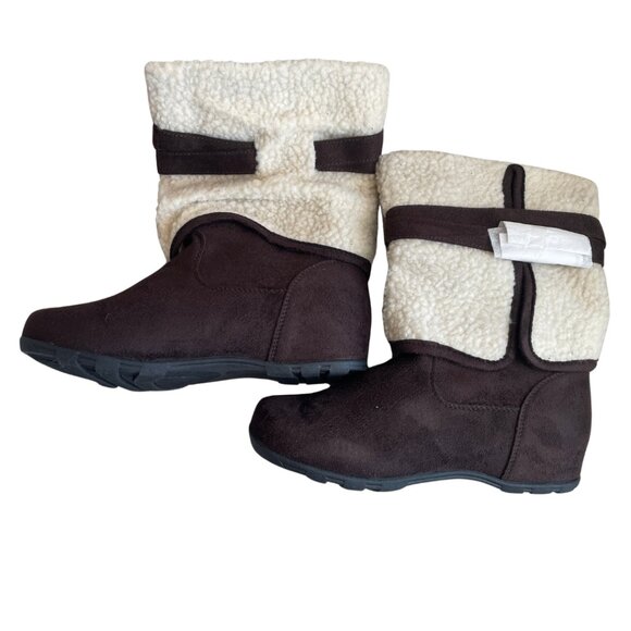 Wanted Squall Sherpa Snow Mid Calf Boot Fold Down Cuff Women's Shoes Brown 7 - Picture 3 of 3